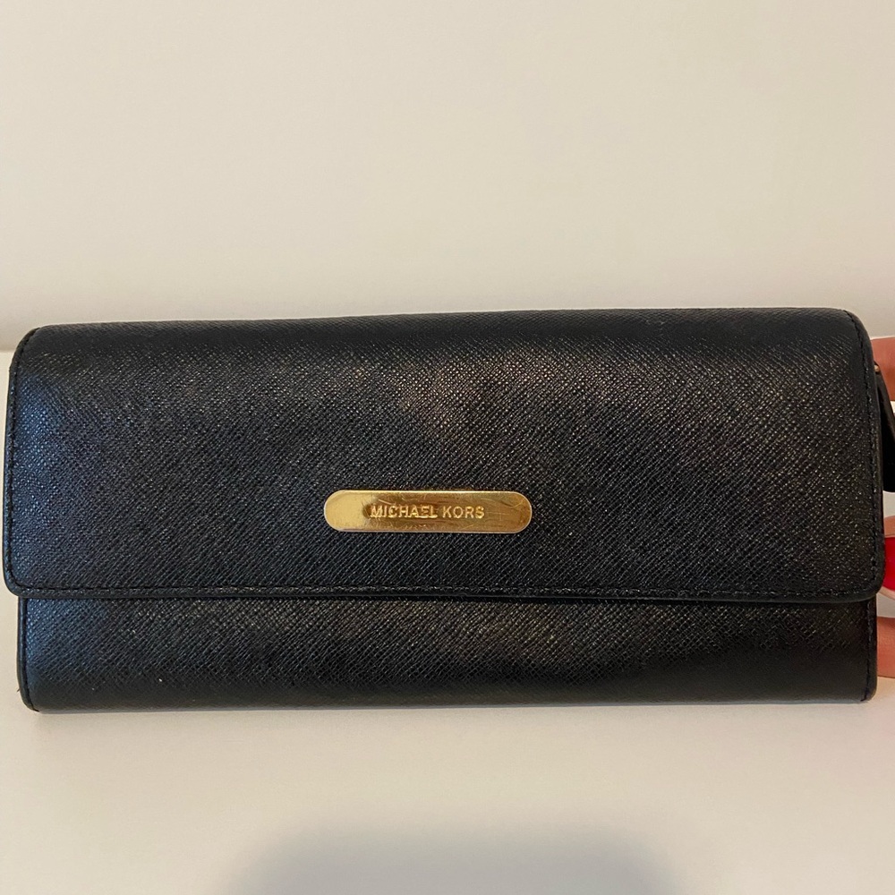 Michael Kors Black Wallet with Gold Accent